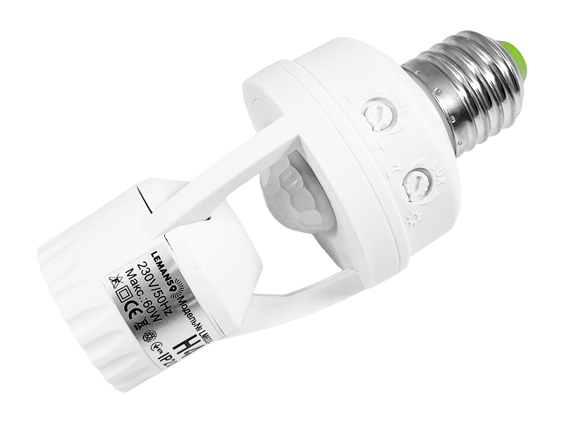 Датчик руху Lemanso LM6324 360° з цоколем Е27 Білий