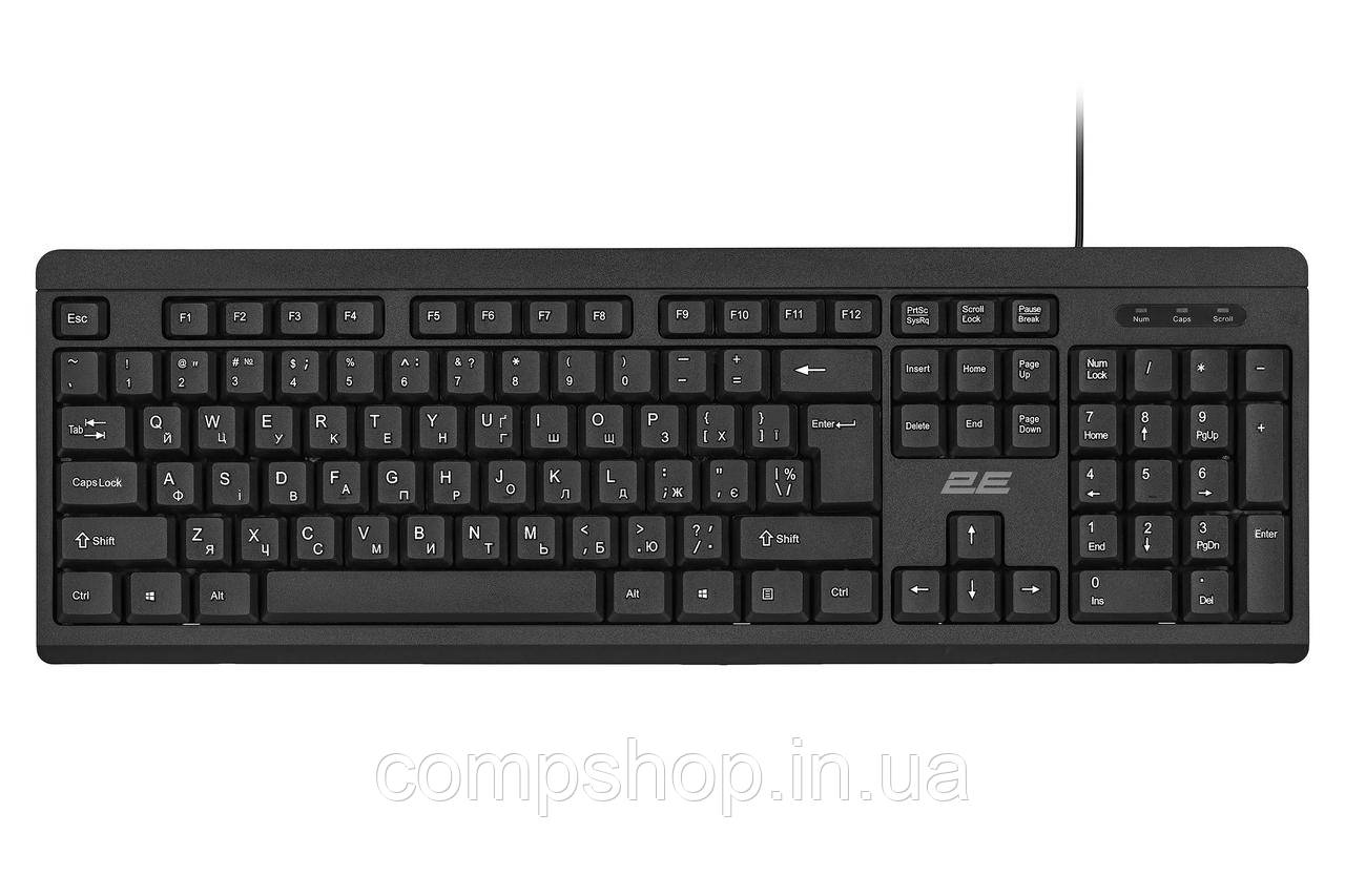 Клавіатура мембранна 2E KS108 104key, USB, EN/UK, чорний (2E-KS108UB_UA) (код 141011), фото 1