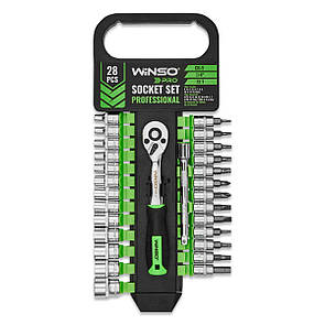 Професійний набір головок торцевих з тріскачкою та подовжувачем Winso Pro CR-V 1/4" 72Т 28шт