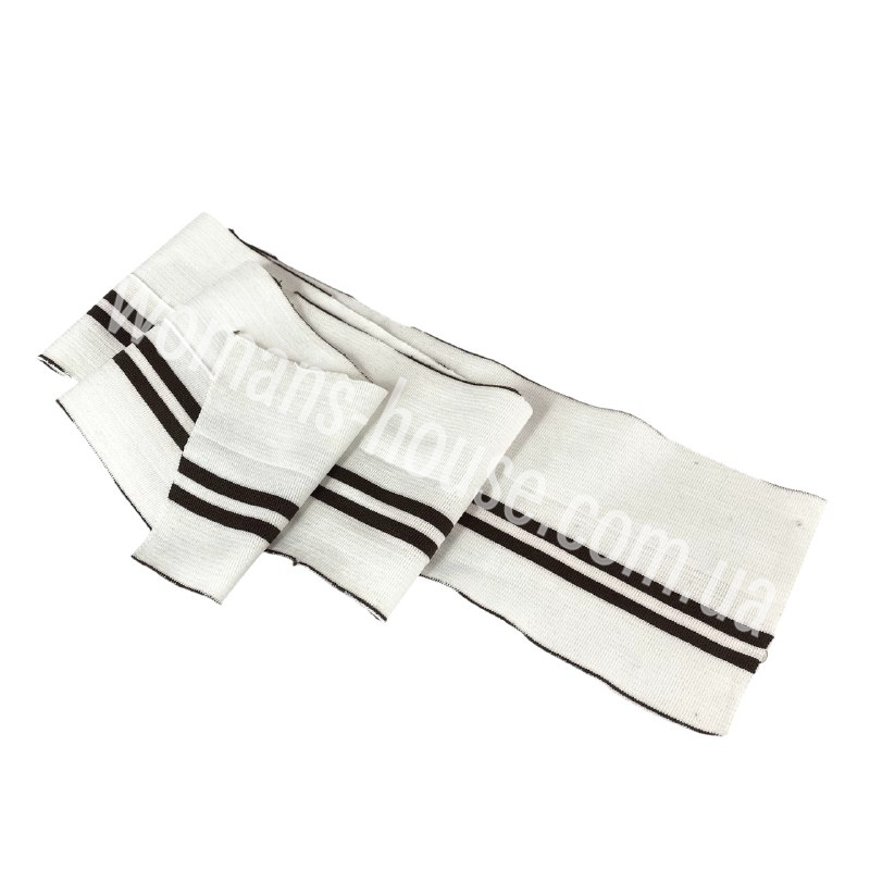Манжетна гумка Дов'яз трикотажний поліестер Туреччина 120/15 см Молочна з двома смугами Коричнева, фото 1