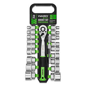 Професійний набір головок торцевих з тріскачкою та подовжувачем Winso Pro 1/2" 72Т CR-V 8-32мм 20шт