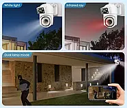 Камера відеоспостереження вулична з подвійним об'єктивом 4+4Мп та віддаленим доступом WiFi Біла, фото 3