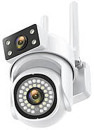 Камера відеоспостереження вулична з подвійним об'єктивом 4+4Мп та віддаленим доступом WiFi Біла, фото 10