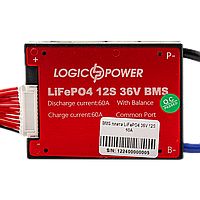 BMS плата LiFePO4 36V 12S Dis 60A Ch 30A