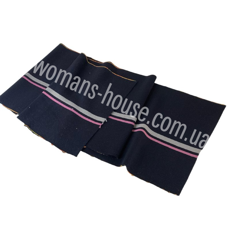 Манжетна гумка Дов'яз трикотажний 110/22 см ХБ Темно-синій з двома смужками рожева та сіра, фото 1