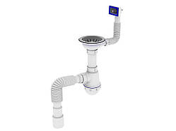 Сифон для кухні з різьбовим випуском, гнучким прямокутн. переливом SK-02-A 3 1/2 x40 ТМ ZERIX