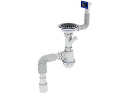 Сифон для кухні з різьб.випуск., відв.для пр.маш., гнучк.прямок.перел. SK-02-B 3 1/2 x40 ТМ ZERIX