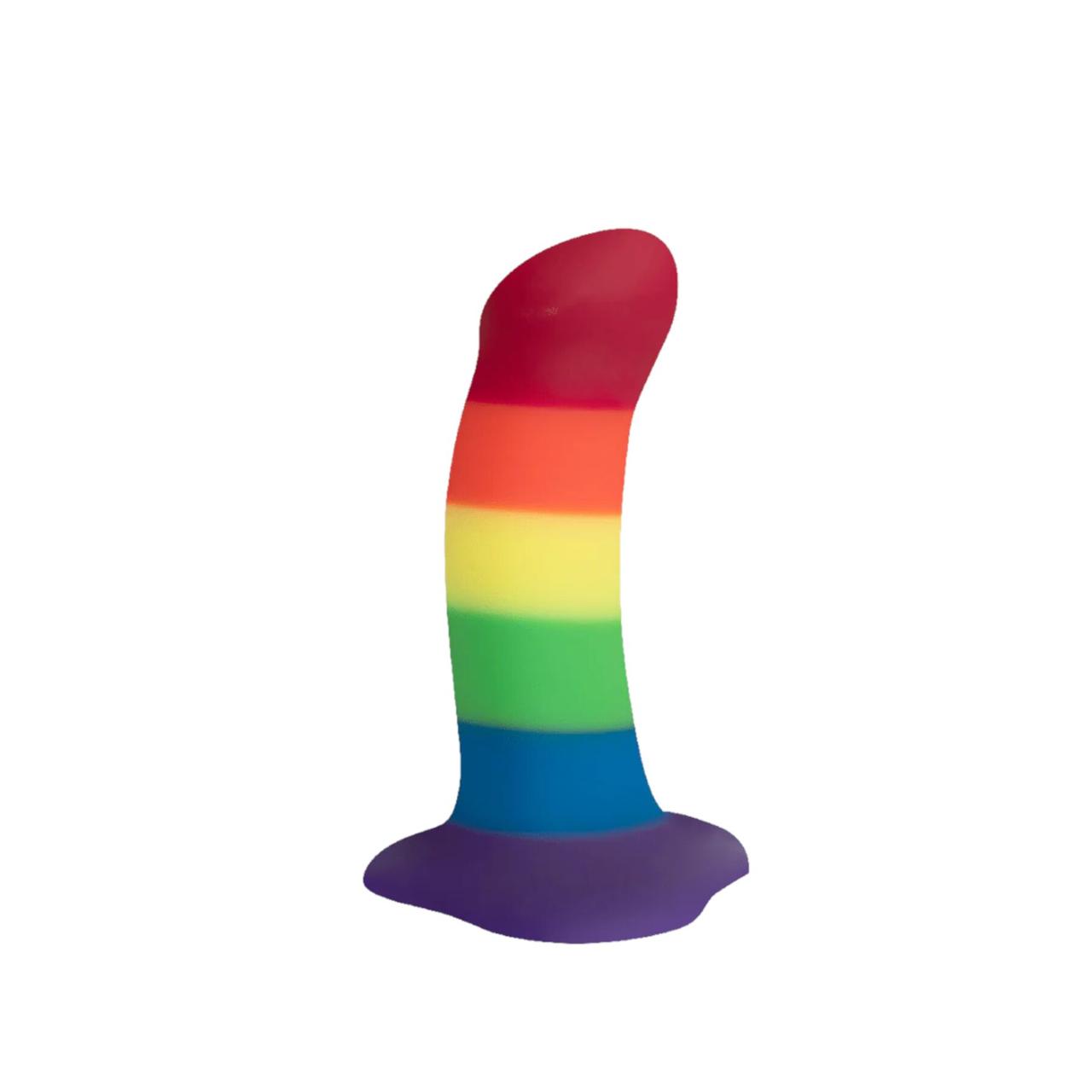 Фалоімітатор Fun Factory AMOR, райдужний, довжина 14,6 см, діаметр 3,7 см, вигнутий 18+, фото 1