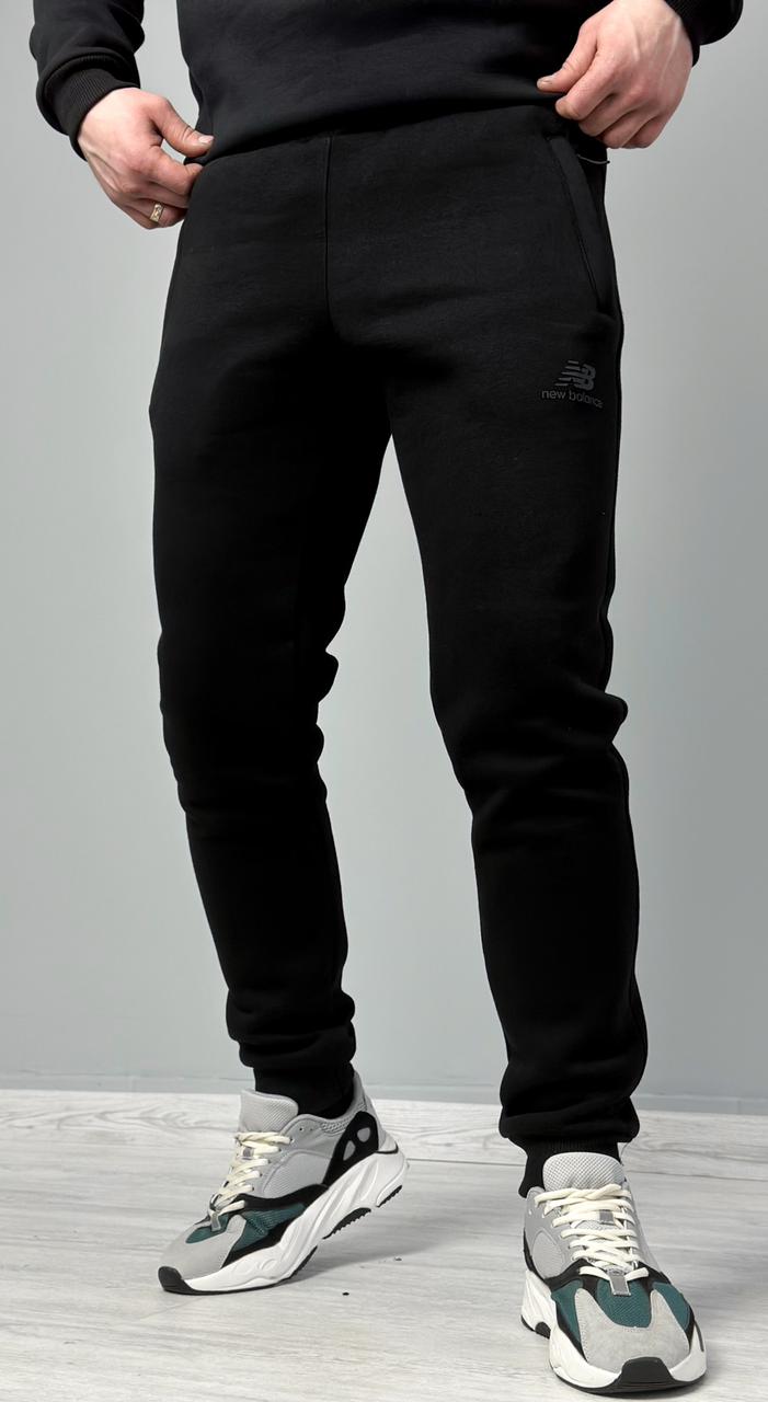 Чоловічі спортивні штани New Balance теплі спортивні штани Нью Баланс зимові на флісі чорні