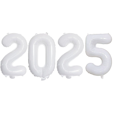 Фольговані надувні кульки цифри 2025 | Білий, фото 1