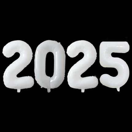 Фольговані надувні кульки цифри 2025 | Білий, фото 2