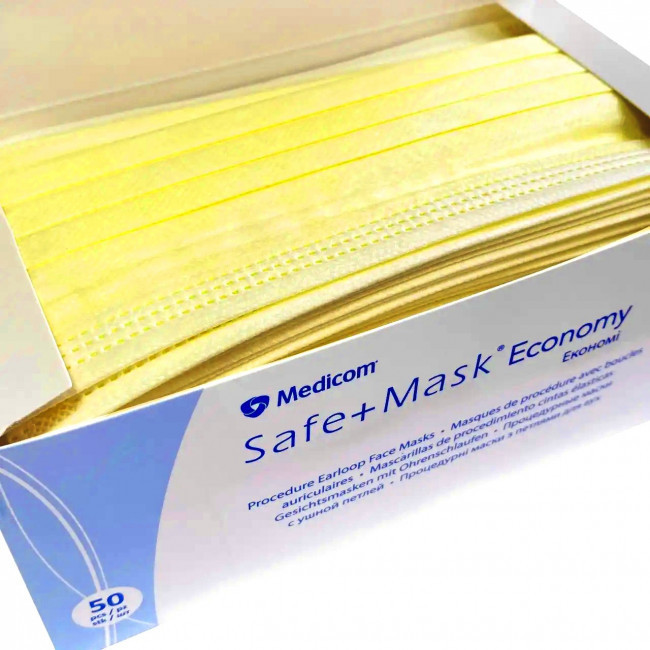 Маска процедурна з петлями для вух Medicom SAFE+MASK (жовтий)