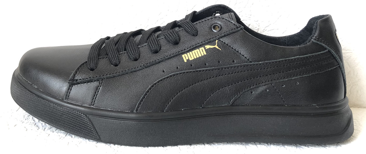 Puma classic ! Кросівки-кеди пума дитячі з натуральної шкіри чорного кольору для дівчаток і хлопчиків! 40 розм