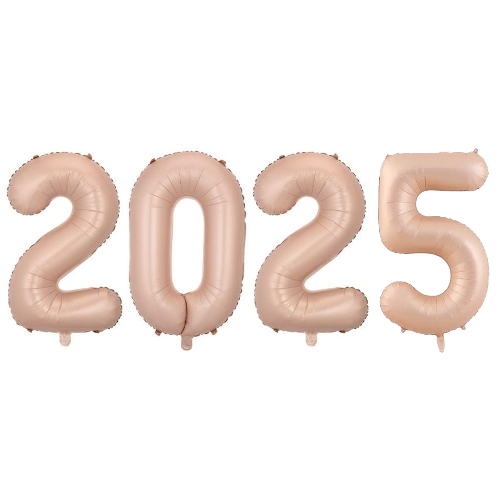 Фольговані надувні кульки цифри 2025 | Бежевий