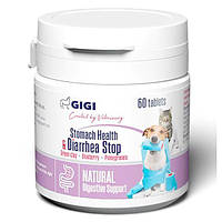 Стомач Хелс&Діарея Стоп Gigi Stomach Health&Diarrhea Stop для травної системи, проти діареї для собак та котів 1табл на 2кг, 60таб