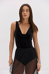 Велюрове боді з коротким рукавом