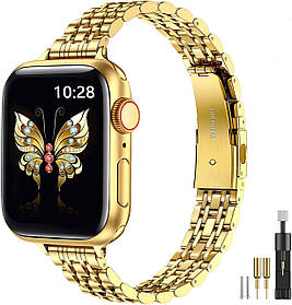 MioHHR тонкий металевий ремінець сумісний з Apple Watch Band 42 мм (серія 10) 41 мм 40 мм 38 мм, елегантні