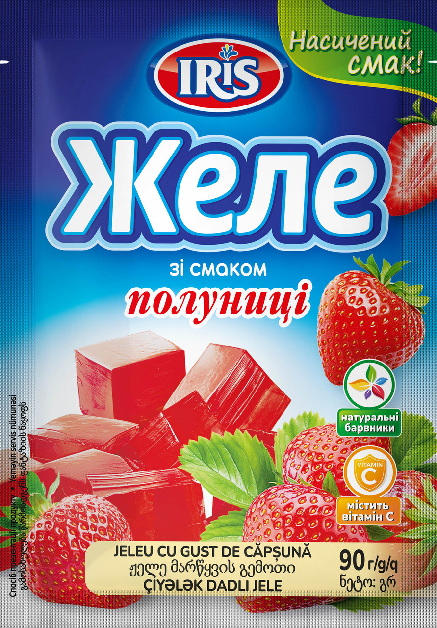 Желе зі смаком Полуниці 90г ТМ IRIS (Я000219)