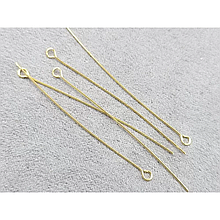 Гвоздики з колечком 5см, 10 шт, колір лимонне золото (гіпоалергенний сплав)