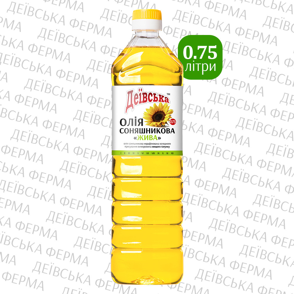 Олія соняшникова нерафінована "Жива", ТМ "Деївська", 0.75 л