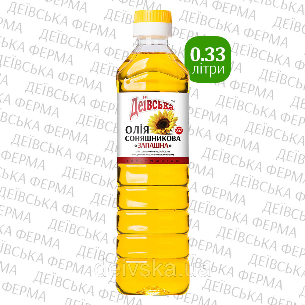 Олія соняшникова нерафінована "Запашна", ТМ "Деївська", 0.33 л