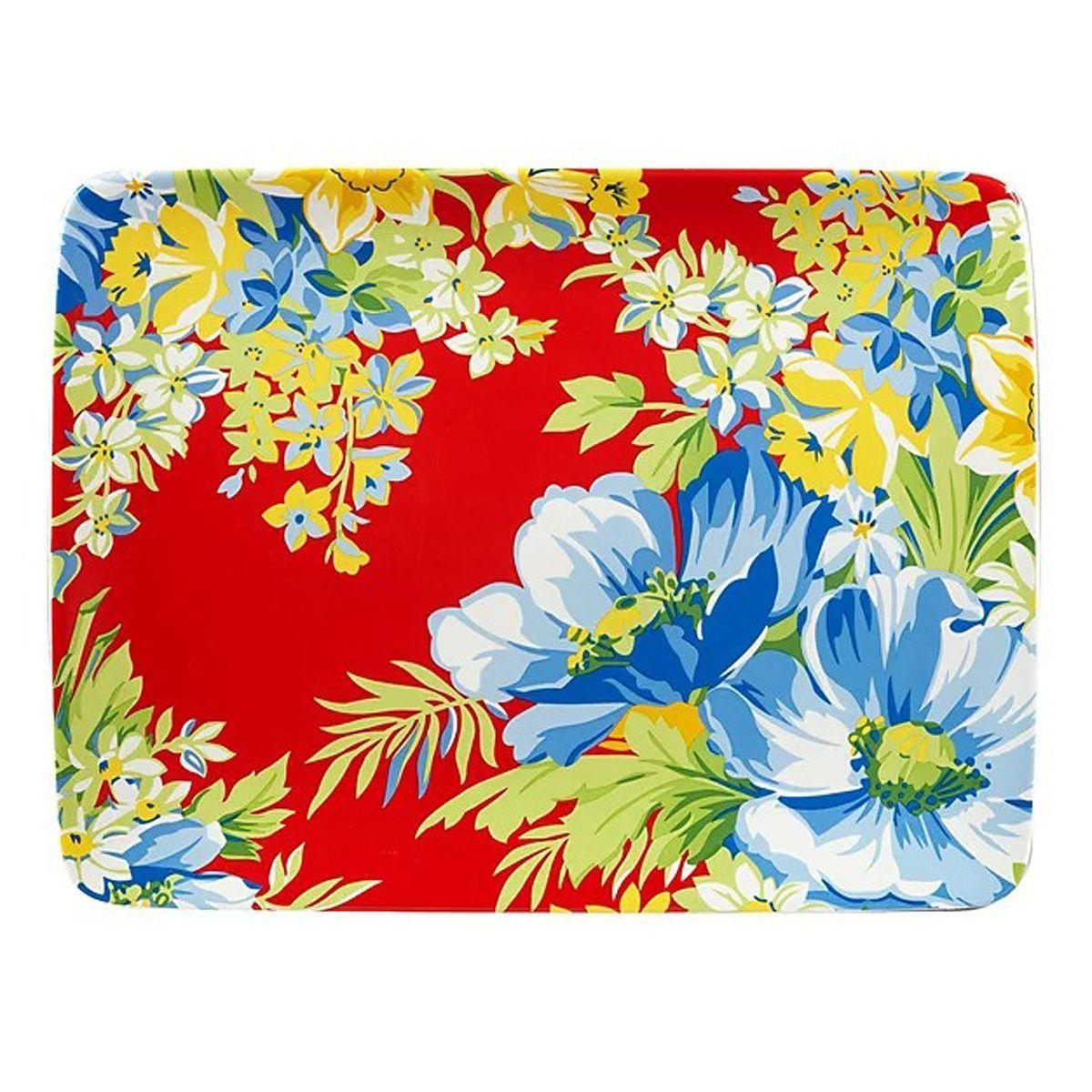 Блюдо з кераміки прямокутне різнокольорове «Феєрія Квітів» Certified International, фото 1