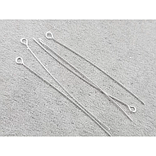 Гвоздики з колечком 5см, 10 шт, колір срібло (гіпоалергенний сплав)