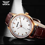 Чоловічий наручний кварцевий годинник Wokai , коричневий, фото 2