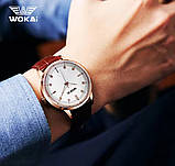 Чоловічий наручний кварцевий годинник Wokai , коричневий, фото 3