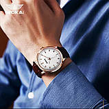 Чоловічий наручний кварцевий годинник Wokai , коричневий, фото 4
