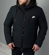 Куртка зимова Nike тепла спортивна куртка Найк пуховик з капюшоном чорна, фото 6