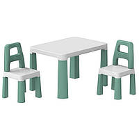Дитячий стіл із двома стільцями 0440TXK біло-зелений