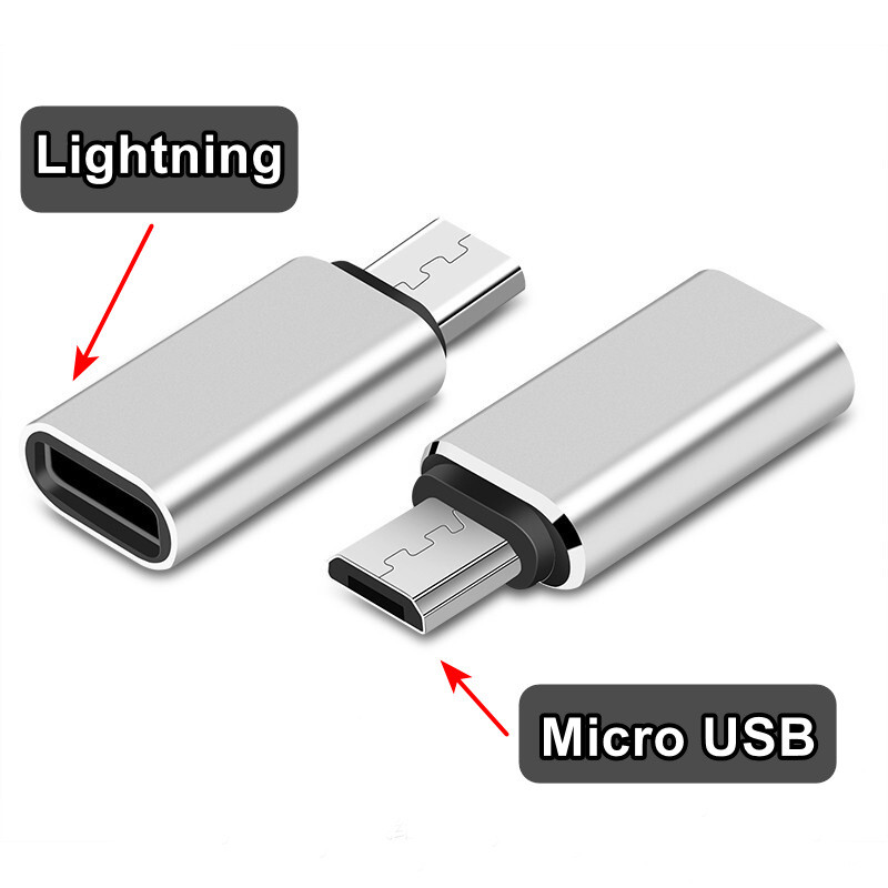 Адаптер перехідник Lightning - Micro USB Grey, фото 1