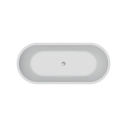 Ванна акрилова окремостояча суцільнолита AquaLuxe 1700x750 White/Matt Black з сифоном, фото 1