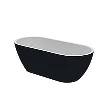 Ванна акрилова окремостояча суцільнолита AquaLuxe 1700x750 White/Matt Black з сифоном, фото 3