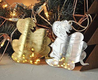 Дзеркальна золота (срібляста,золота) підвіска Змія символ 2025 року, фото 1