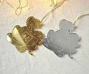 Дзеркальна золота (срібляста,золота) підвіска Змія символ 2025 року, фото 2