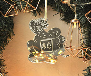 Дзеркальна золота (срібляста,золота) підвіска Змія символ 2025 року, фото 3