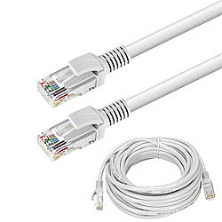 Мережевий кабель патч-корд (кабель для інтернету) LAN RJ45 CAT6 15м White (0870)