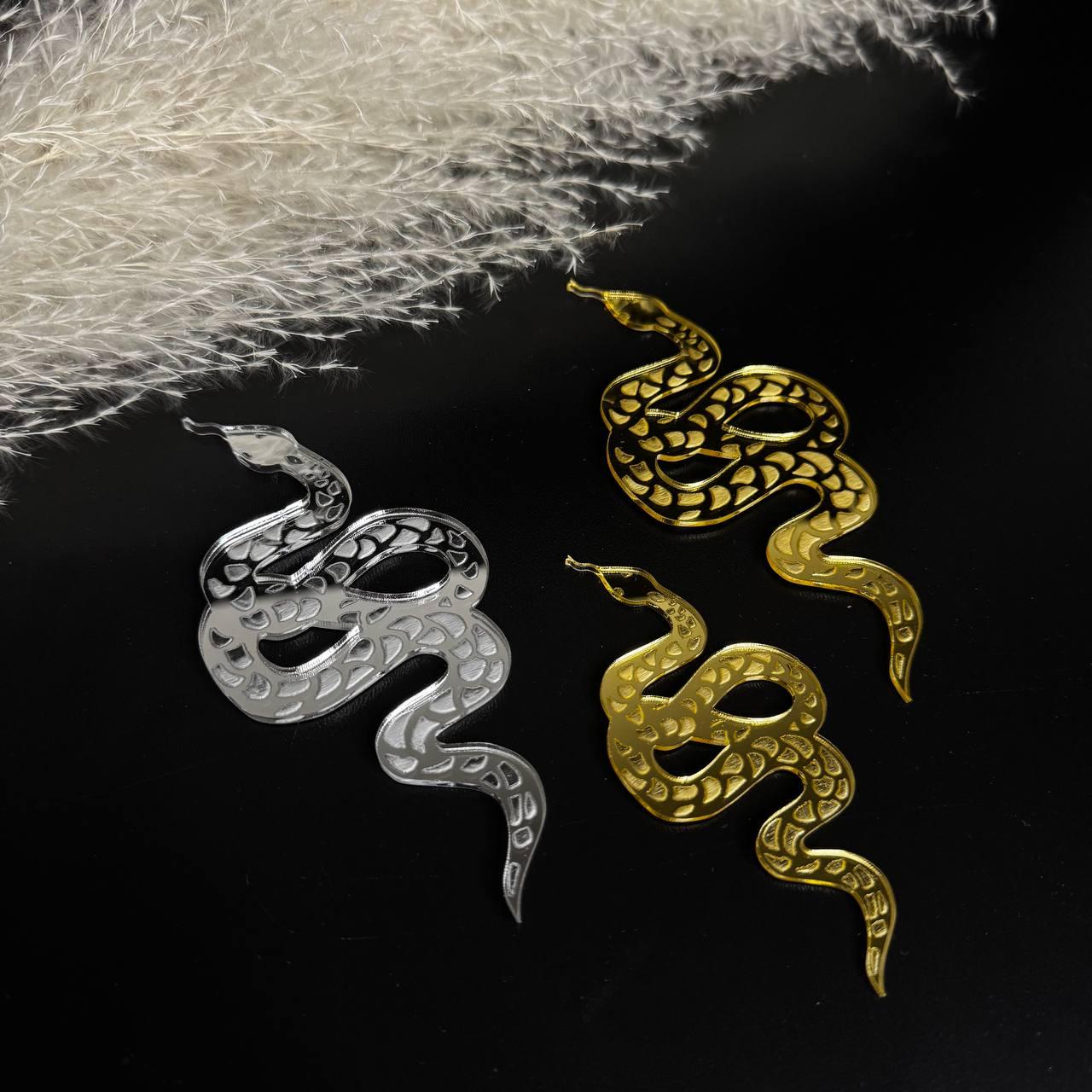 Дзеркальна золота (срібляста) підвіска Змія символ 2025 року на ялинку