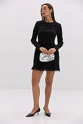 Жіноче коротке трикотажне плаття із сіткою внизу