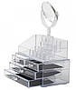 Настільний акриловий органайзер для косметики Cosmetic Storage Box з дзеркалом, фото 5