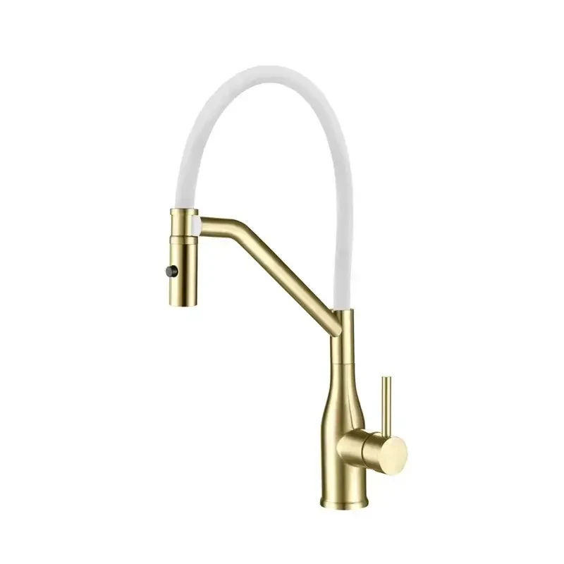 Змішувач для кухні Koer KI-70026-12 з гнучким білим виливом, однорукий. (KR5212)