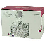 Настільний акриловий органайзер для косметики Cosmetic Storage Box з дзеркалом, фото 2