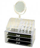 Настільний акриловий органайзер для косметики Cosmetic Storage Box з дзеркалом, фото 4