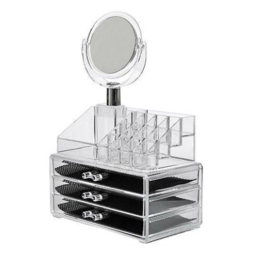 Настільний акриловий органайзер для косметики Cosmetic Storage Box з дзеркалом