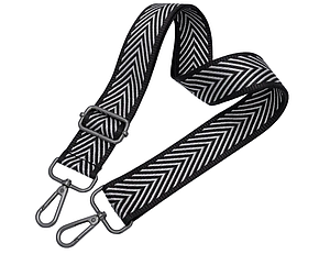 Ремінь для сумки через плече 38мм Чорно-білий фурнітура темний-нікель #28779