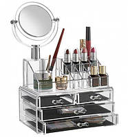 Настільний акриловий органайзер для косметики Cosmetic Storage Box з дзеркалом