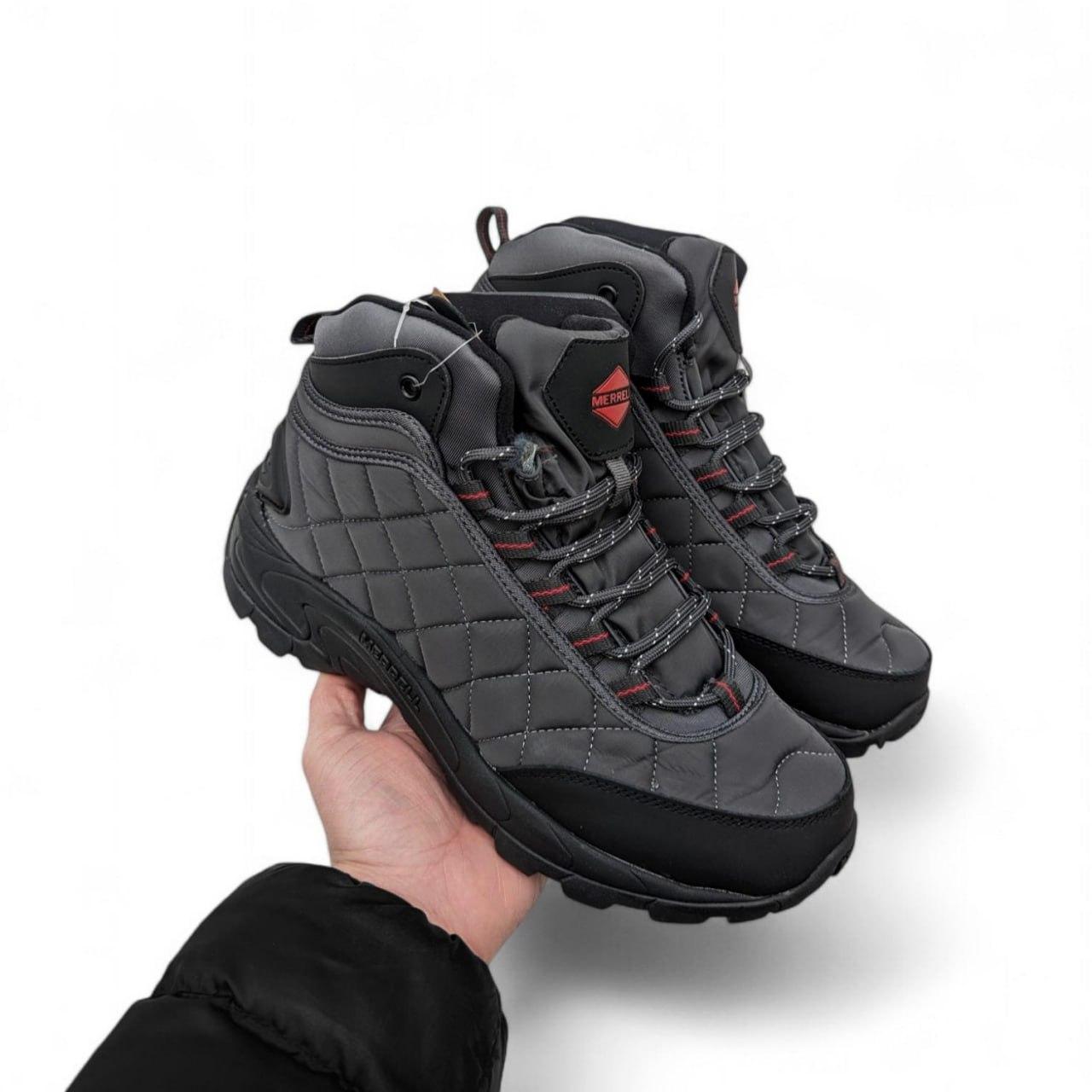 Чоловічі зимові кросівки Merrell ICE Cup MOC Grey Сірі Меррелл водонепроникна тканина нубук хутро зима