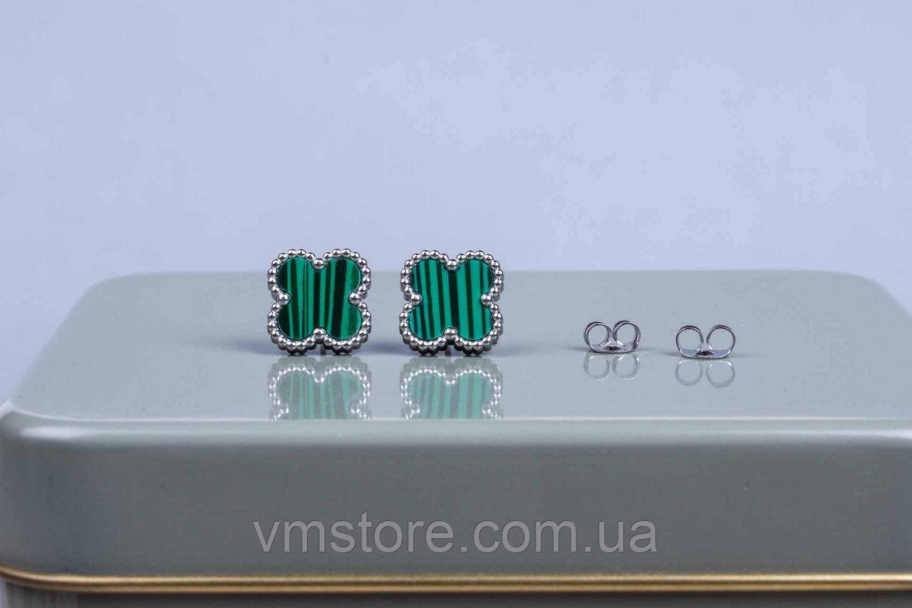 Сережки гвоздики зелена конюшина, діаметр 1,2 см